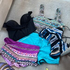 Black and Purple Bikini Set with Geometric Patterns